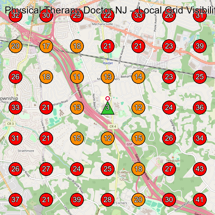 Physical Therapy Doctor NJ GeoGrid visibility map for Physical Therapist in Holmdel